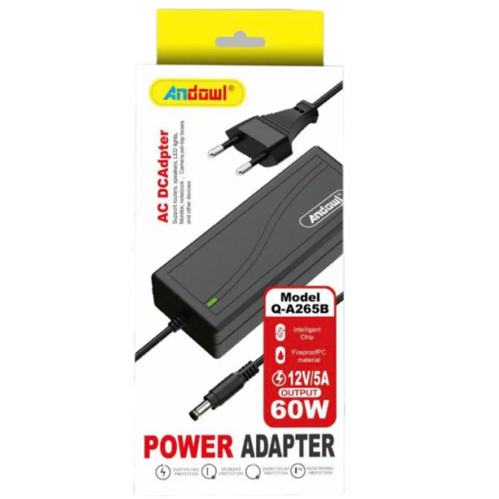 Φορτιστής universal Laptop 60W 12V 5A με αντάπτορα τροφοδοσίας Andowl Q-A265B μαύρο