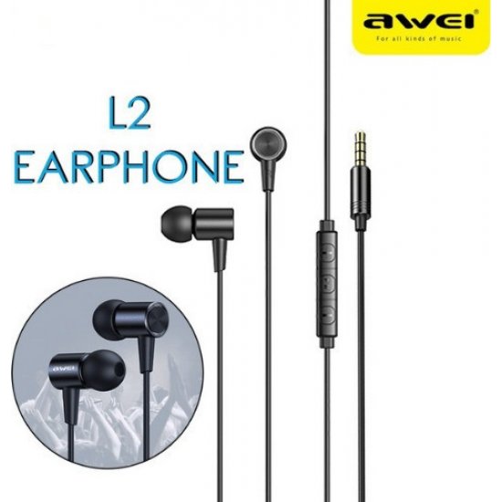 Awei L2 In-ear Handsfree με Βύσμα 3.5mm Μαύρο Awei L2 In-ear Handsfree με Βύσμα 3.5mm Μαύρο