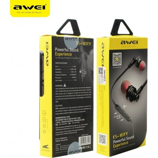 Awei ES10TY In-ear Handsfree με Βύσμα 3.5mm Μαύρο Awei ES10TY In-ear Handsfree με Βύσμα 3.5mm Μαύρο