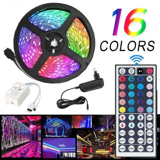 Ταινία LED RGB 5m 16 Χρωμάτων με Τροφοδοτικό και Τηλεχειριστήριο