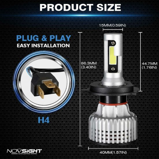 NovSight H4 A500-N12-H4 LED 12/24V 72W 2τμχ NovSight H4 A500-N12-H4 LED 12/24V 72W 2τμχ