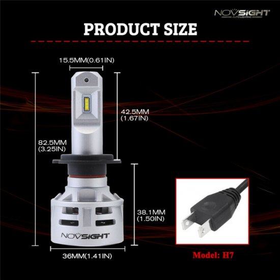 NovSight H7 A386-N9-H7 LED 12/24V 60W 2τμχ NovSight H7 A386-N9-H7 LED 12/24V 60W 2τμχ