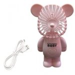 Αρκουδάκι Ανεμιστηράκι Χειρός USB Επαναφορτιζόμενο Ροζ