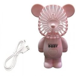 Αρκουδάκι Ανεμιστηράκι Χειρός USB Επαναφορτιζόμενο Ροζ