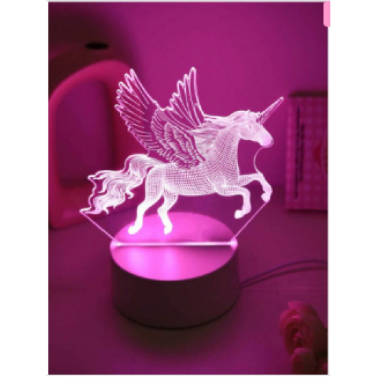 Διακοσμητικό Φωτιστικό 3D Illusion LED Μονόκερος Πολύχρωμο