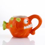 Κεραμική Τρισδιάσταστη Κούπα Πορτοκαλί Ψάρι Φανάρι