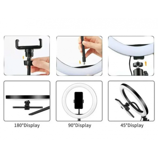Φωτιστικό Ring Light YQ-580 58cm με Τρίποδο Δαπέδου και Βάση Κινητού