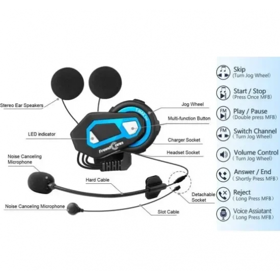 Ασύρματη ενδοεπικοινωνία για κράνος με bluetooth headset για έως 6 χρήστες T-MAX PRO Ασύρματη ενδοεπικοινωνία για κράνος με bluetooth headset για έως 6 χρήστες T-MAX PRO