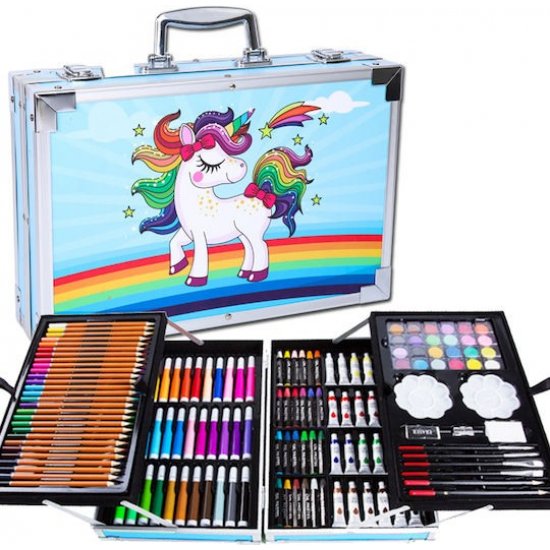 Loco Unicorn Blue Σετ Ζωγραφικής με Βαλιτσάκι 34x23x9cm 145τμχ