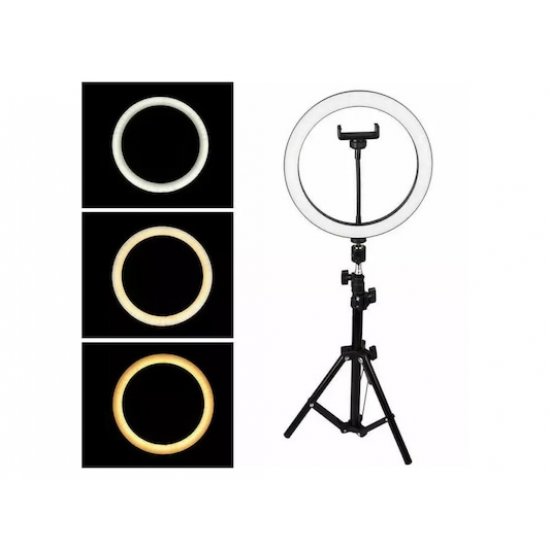 Επαγγελματικό Φωτογραφικό Δαχτυλίδι Ring Light 26 Cm Με Τρίποδο 170 Cm Και Βάση Κινητού