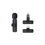 Ασύρματο μικρόφωνο Lavalier K8 USB Type C/iPhone ή Jack Android, μαύρο -