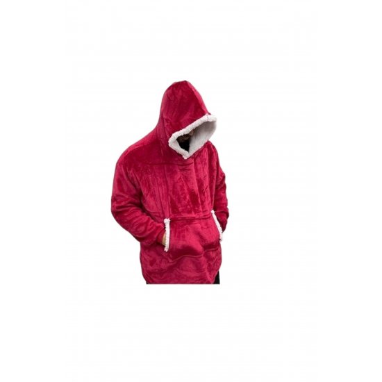 Κουβέρτα Fleece Velvet με Μανίκια και Κουκούλα Κόκκινο – OEM