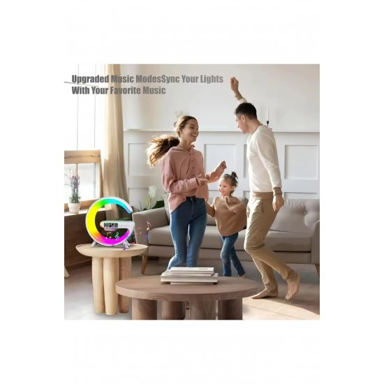 Ασύρματος φορτιστής 15W με ηχείο Bluetooth, ρολόι και φως περιβάλλοντος BT-3401
