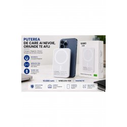 Magnetic Power Bank 10.000 mAh, Wireless 10W, MagSafe Compatible, Εξωτερική μπαταρία για ασύρματη φόρτιση