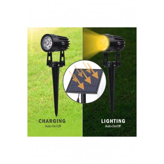 Επάνω Κάτω Σετ 4 Solar Spike Lights Warm White 3000K με Photocell IP65 4x3cm.