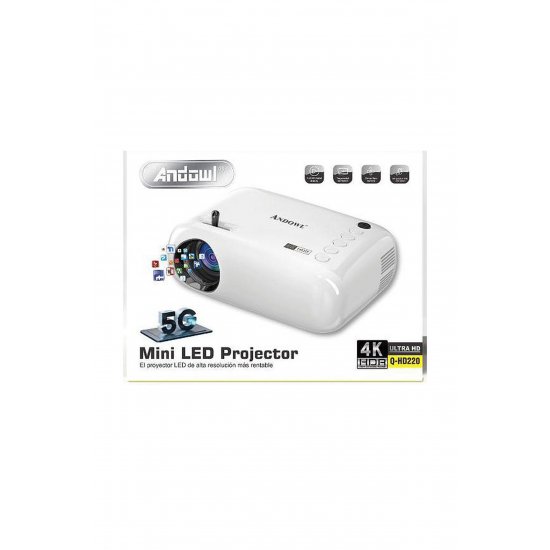 Qhd 220 Mini Projector DLP LED Λάμπα με ενσωματωμένα ηχεία Q-HD 220