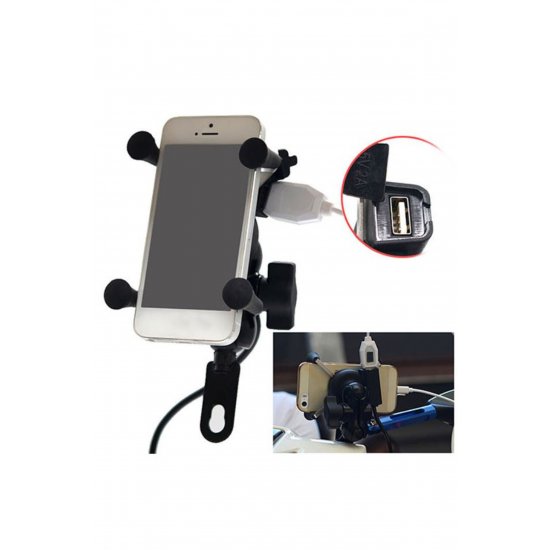 ΜΕΤΑΛΛΙΚΗ ΘΗΚΗ ΤΗΛΕΦΩΝΟΥ ΓΙΑ SCOOTER ΜΕ USB OEM