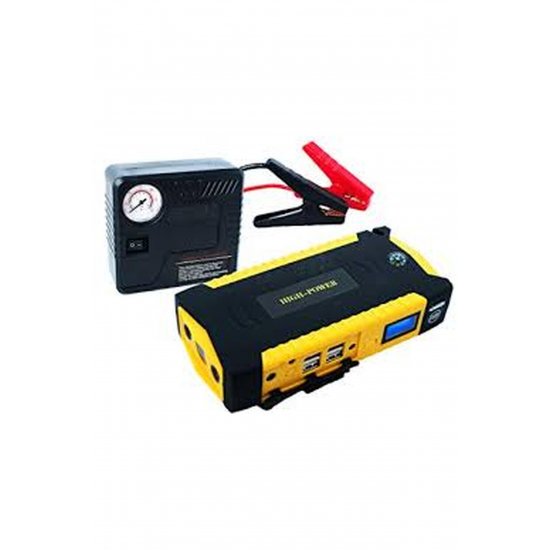 Power Bank & Αεραντλία Αυτοκινήτου Συμπιεστής με Φακό Αστυνομίας LED - Μίζα