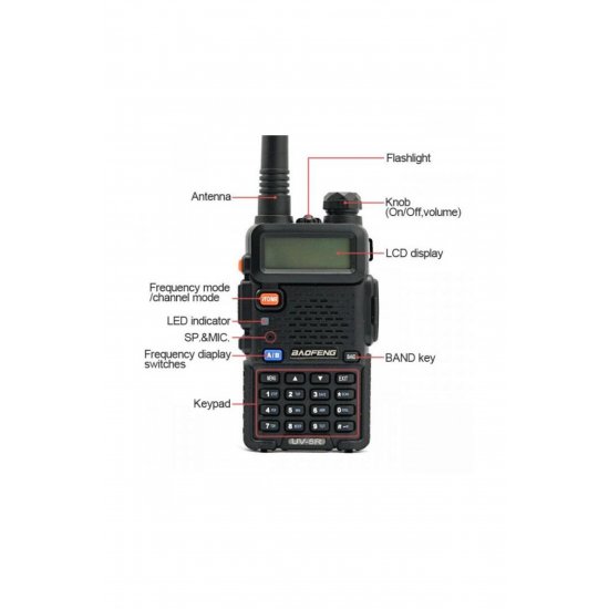 Baofeng UV-5RA Φορητός πομποδέκτης διπλής ζώνης VHF/UHF έως 5,8 W OEM