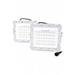 Ηλιακά LED Προβολείς 100W IP67 με Τηλεχειριστήριο 2τμχ & Φωτοβολταϊκό Πάνελ – Λευκό