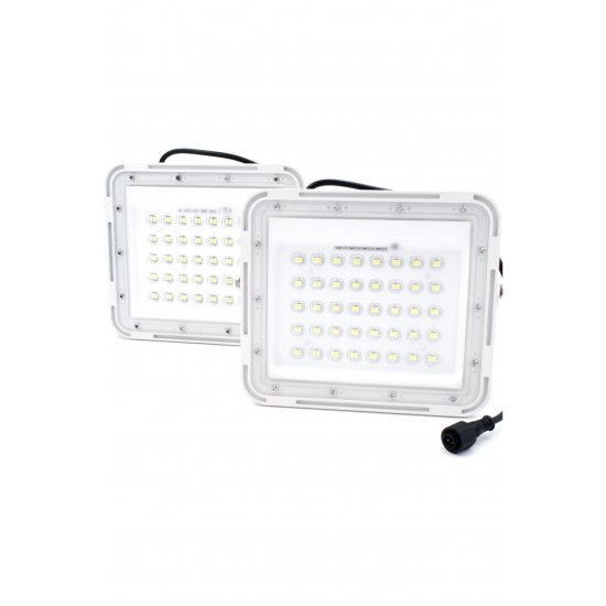Ηλιακά LED Προβολείς 100W IP67 με Τηλεχειριστήριο 2τμχ & Φωτοβολταϊκό Πάνελ – Λευκό