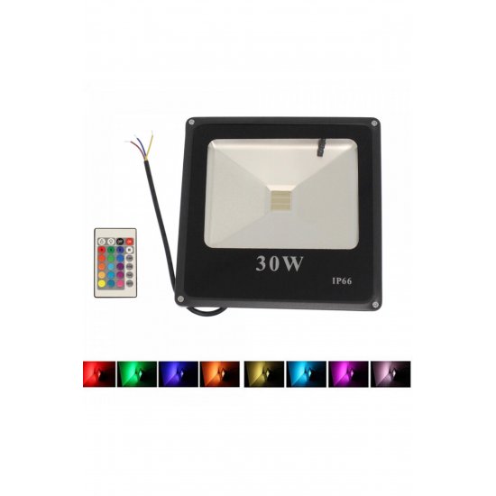 Αδιάβροχος προβολέας LED ρυθμιζόμενος 30W RGB με τηλεχειριστήριο - OEM