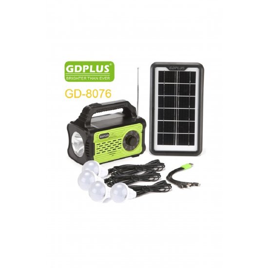 Ηλιακός Φωτισμός-Φόρτιση και Ραδιόφωνο GD-8076