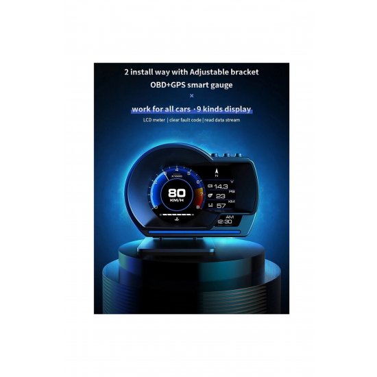 Ψηφιακό TFT Car Head-up Display OBD2 HUD Ταχύμετρο, Ταχόμετρο, Πίεση ελαστικών, Κατανάλωση καυσίμου