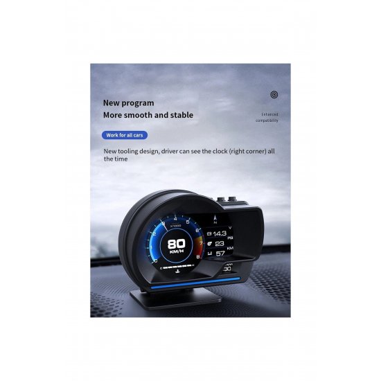Ψηφιακό TFT Car Head-up Display OBD2 HUD Ταχύμετρο, Ταχόμετρο, Πίεση ελαστικών, Κατανάλωση καυσίμου