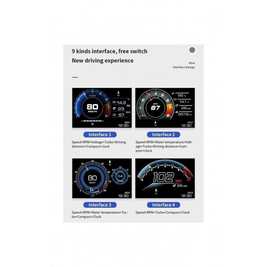 Ψηφιακό TFT Car Head-up Display OBD2 HUD Ταχύμετρο, Ταχόμετρο, Πίεση ελαστικών, Κατανάλωση καυσίμου