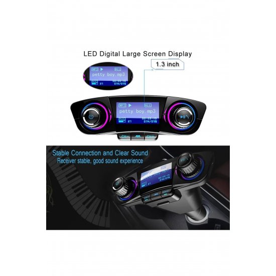 Πομπός FM, φορτιστής αυτοκινήτου 2xUSB, BT hands free BT06