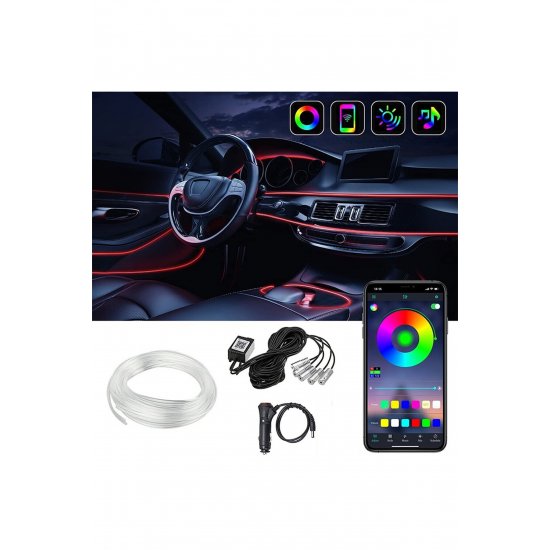 Διακοσμητικός φωτισμός LED RGB 110cm Καμπίνα αυτοκινήτου USB με τηλεχειριστήριο HW-0401