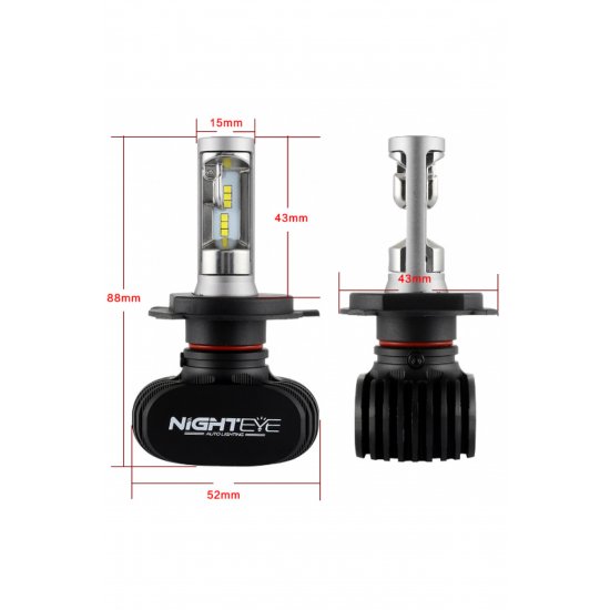 Λάμπες LED 2ΤΕΜ H7 25W 4000LM ΜΕ ΘΕΡΜΟΨΥΧΗ 12v/24v IP68 6000K Nighteye.