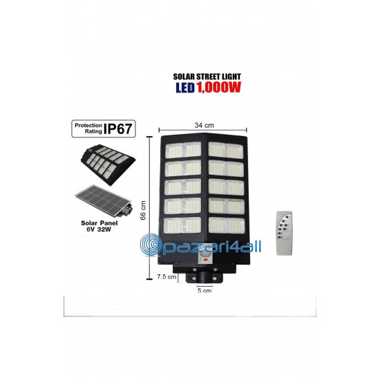 Ηλιακό φως δρόμου LED-1000w STR-SOLAR με ενσωματωμένο πάνελ και αισθητήρα κίνησης - OEM