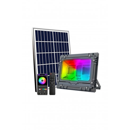 Έξυπνος ηλιακός προβολέας 800W RGB Mobile App 95 LED & χρονοδιακόπτης OEM.