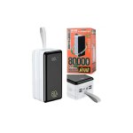 Power Bank 80000mAh 22,5W με 2 θύρες USB-A και USB-C Θύρα παροχής ενέργειας RPP-291 Λευκό