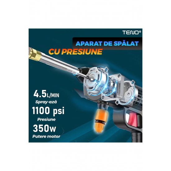 Ασύρματο πλυντήριο πίεσης, 2 x 48V μπαταρίες, σωλήνας, δοχείο απορρυπαντικού, φορητό