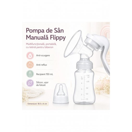 San pompa, epandamel, manual, χωρητικότητας 150 ml, φορητό για μπιμπερό, mov