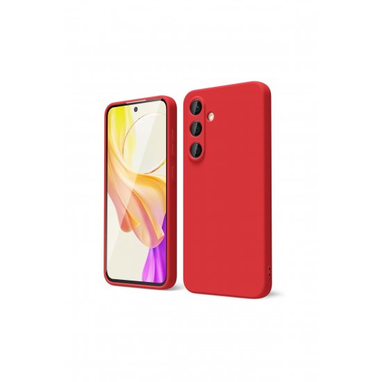Θήκη σιλικόνης, Samsung Galaxy A17, Πλήρης προστασία, ματ υφή κατά των δακτυλικών αποτυπωμάτων, Κόκκινο