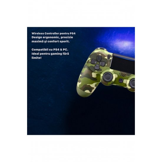 Ασύρματο χειριστήριο Doubleshock Joystick, Συμβατό PS4/Pro/Slim, Touchpad, Army Green