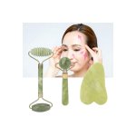 Σετ για μασάζ προσώπου Jade Roller και Gua Sha, 3 τεμάχια