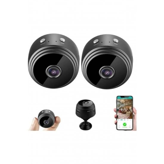 Σετ 2 ασύρματων καμερών παρακολούθησης HD 1080p, νυχτερινή όραση, ανίχνευση κίνησης, μικρή, DealsReall®