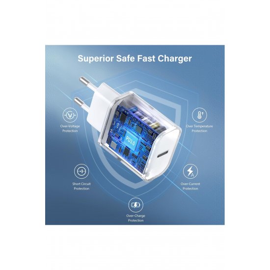 Φορτιστής γρήγορης φόρτισης, Flippy, European Standard, 30 W, Συμβατό με iPhone 15 / 16, Λευκό Φορτιστής γρήγορης φόρτισης, Flippy, European Standard, 30 W, Συμβατό με iPhone 15 / 16, Λευκό