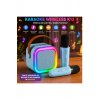 Κ12 ασύρματο καραόκε κάτω σετ με ηχείο Bluetooth 5W και 2 μικρόφωνα, κάρτα TF/MicroSD, USB, Echo Effect, Φορητό, για παιδιά και ενήλικες, γαλάζιο