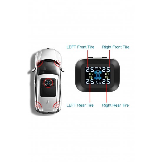 Ασύρματο TPMS USB με οθόνη LCD – Σύστημα παρακολούθησης πίεσης ελαστικών αυτοκινήτου AIF120