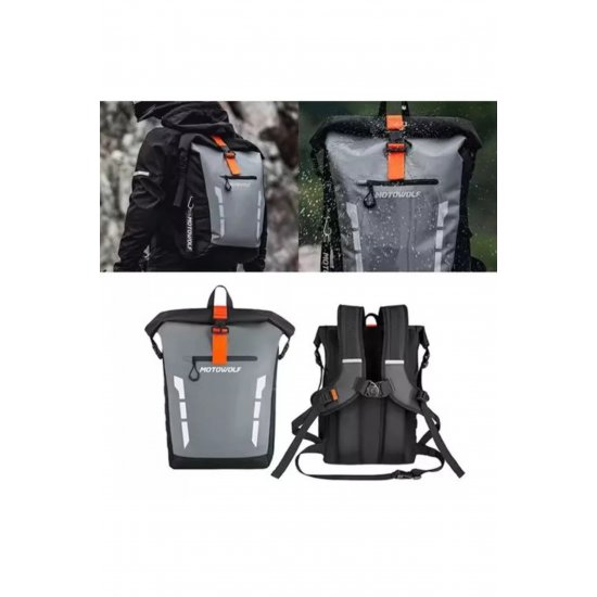 Αδιάβροχο Σακίδιο Μοτοσικλέτας MDL0716-B 20L – Roll Top, Μαγνητικό κλείσιμο, Μαύρο