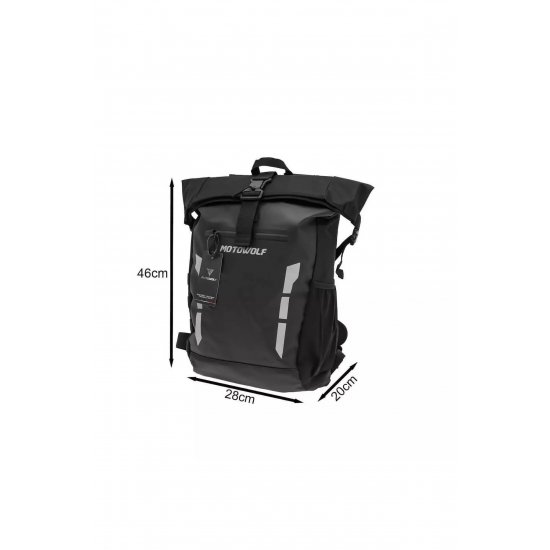 Αδιάβροχο Σακίδιο Μοτοσικλέτας MDL0716-B 20L – Roll Top, Μαγνητικό κλείσιμο, Μαύρο