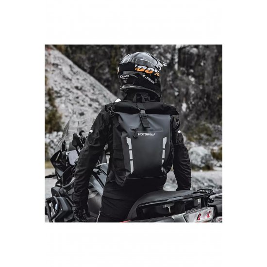 Αδιάβροχο Σακίδιο Μοτοσικλέτας MDL0716-B 20L – Roll Top, Μαγνητικό κλείσιμο, Μαύρο