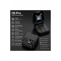 Αναδιπλούμενο κινητό τηλέφωνο i16 PRO, Διπλή SIM, Bluetooth, Ραδιόφωνο FM, κάμερα, υποδοχή TF Αναδιπλούμενο κινητό τηλέφωνο i16 PRO, Διπλή SIM, Bluetooth, Ραδιόφωνο FM, κάμερα, υποδοχή TF