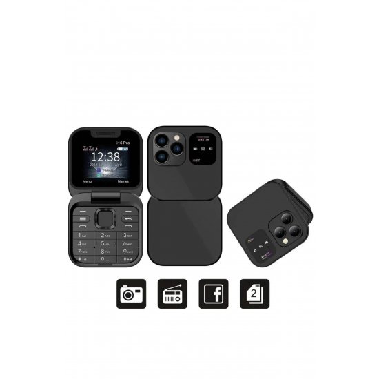 Αναδιπλούμενο κινητό τηλέφωνο i16 PRO, Διπλή SIM, Bluetooth, Ραδιόφωνο FM, κάμερα, υποδοχή TF